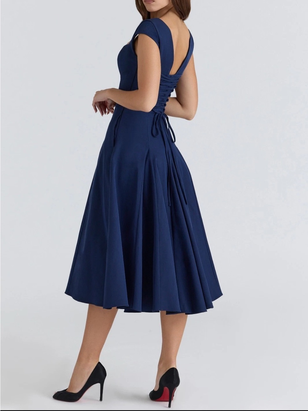 House of CB Raisa Navy lace back twill Midi Dress - Picture 2 of 2